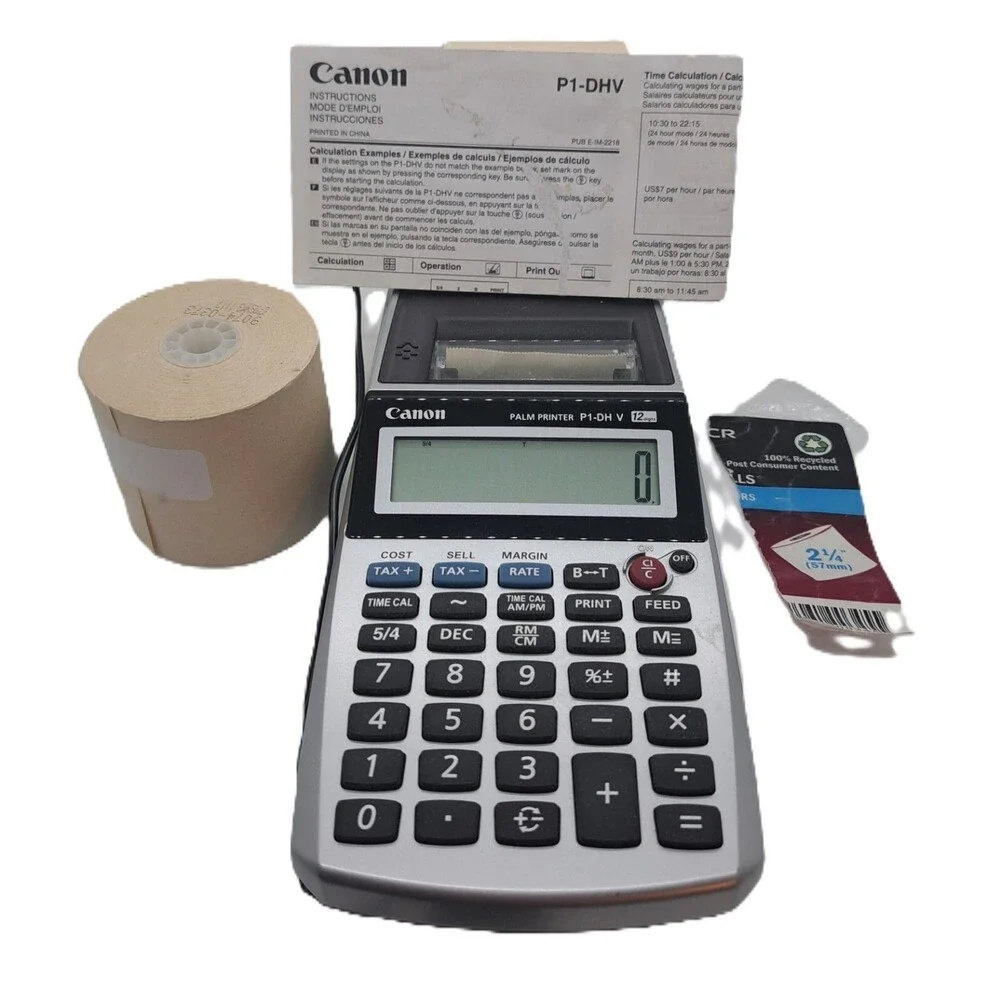 Canon Palm Printer P1-DH V 12 Digits Receipt Printing Calculator With Adapter
